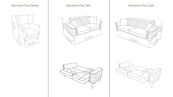 Mavenna Plus Koltuk Takımı (3+3+B+B)
