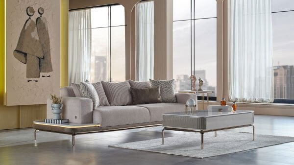 Estella Üçlü Sağ Koltuk - Krem