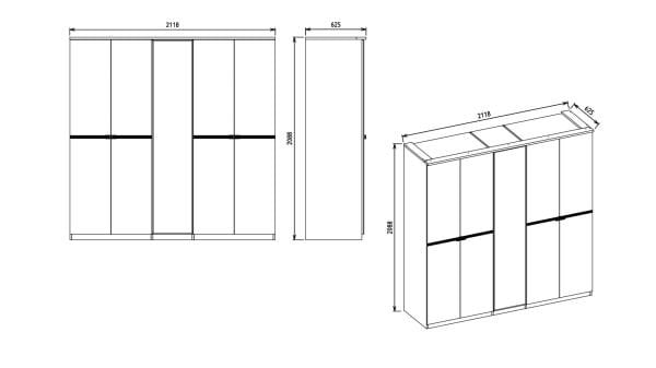 Nadia 5 Kapaklı Gardırop