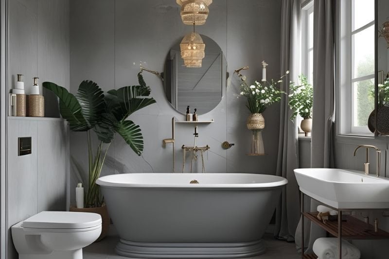 grej renk banyo