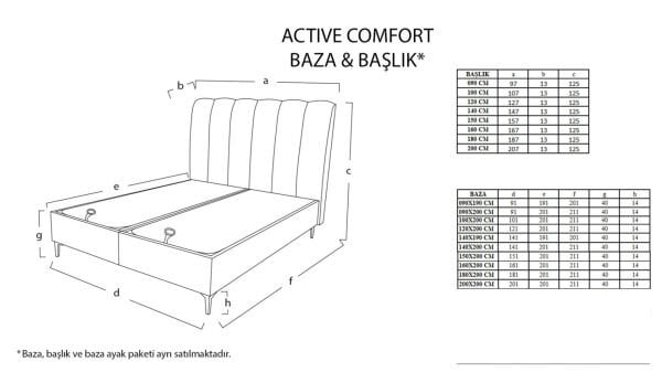 Active Comfort Baza Gri - 100X200
