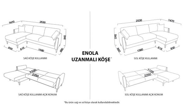 Enola Köşe Koltuk - Kahve