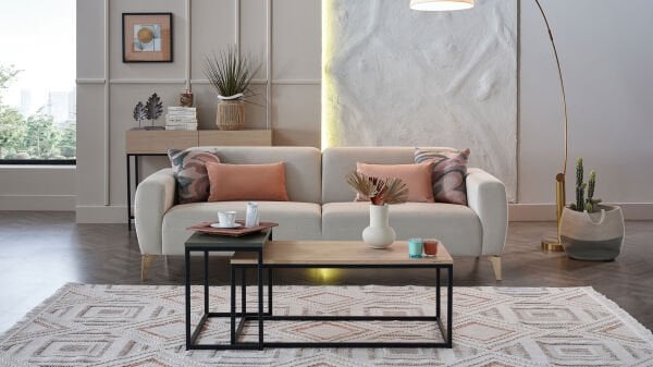 Orleon Üçlü Koltuk - Vizon - Meşe Renk Ayak