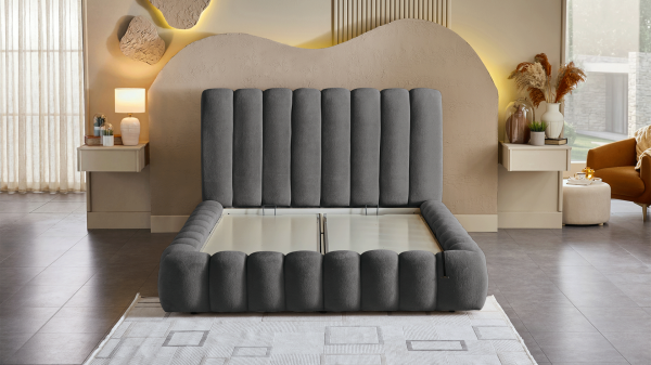 Bio Natura Başlıklı Karyola Seti - Antrasit 160X200