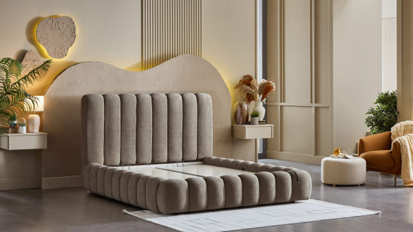 Bio Natura Başlıklı Karyola Seti - Vizon 100X200