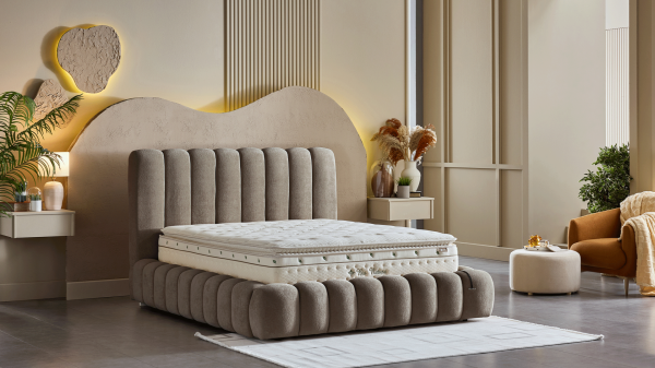 Bio Natura Başlıklı Karyola Seti - Vizon 120X200