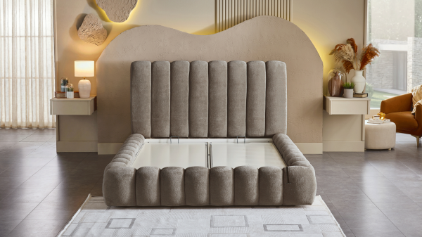 Bio Natura Başlıklı Karyola Seti - Vizon 150X200