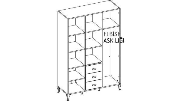 Andera 3 Kapaklı Gardırop