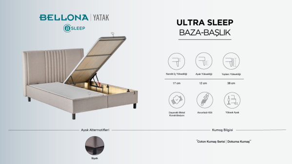 Ultra Sleep Baza Başlık Yatak Seti 90x190