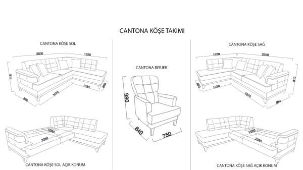 Cantona Köşe Sol Koltuk