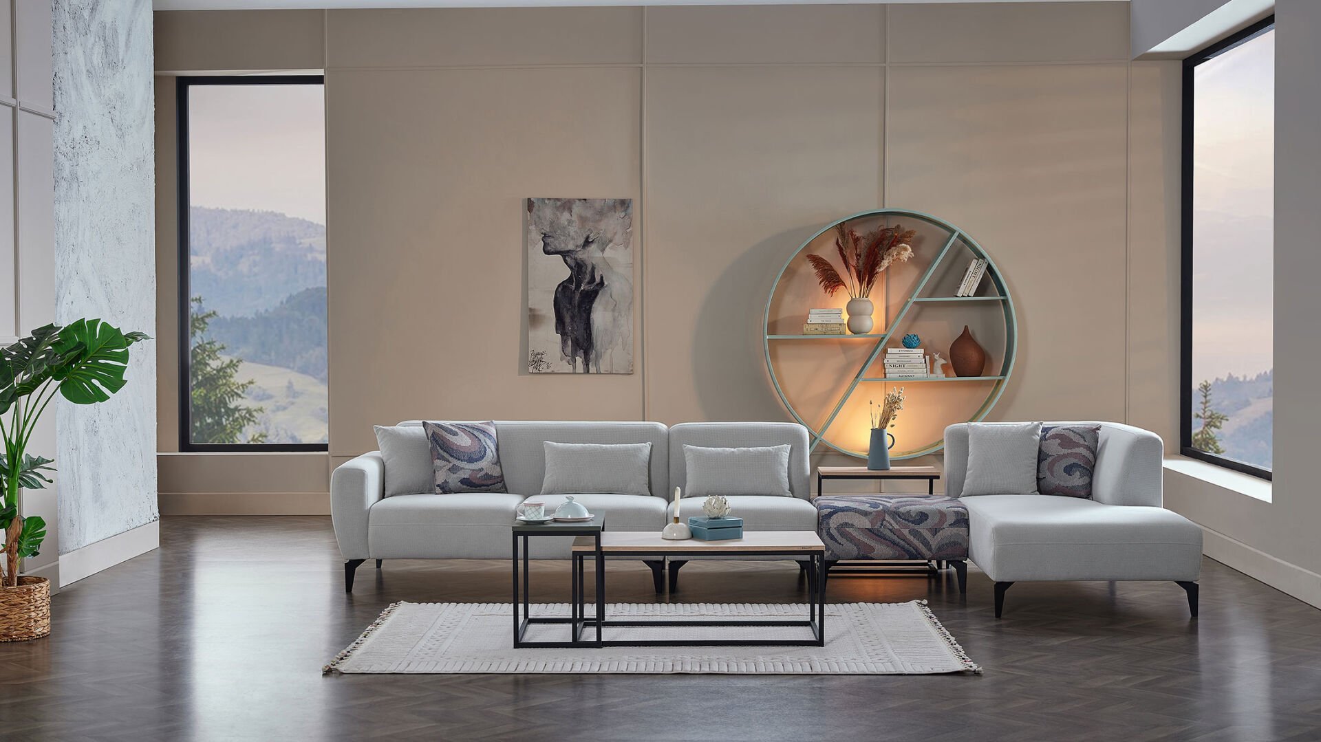 Orleon Köşe L Sol - Gri - Siyah Renk Ayak