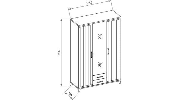Montes 3 Kapaklı Gardırop