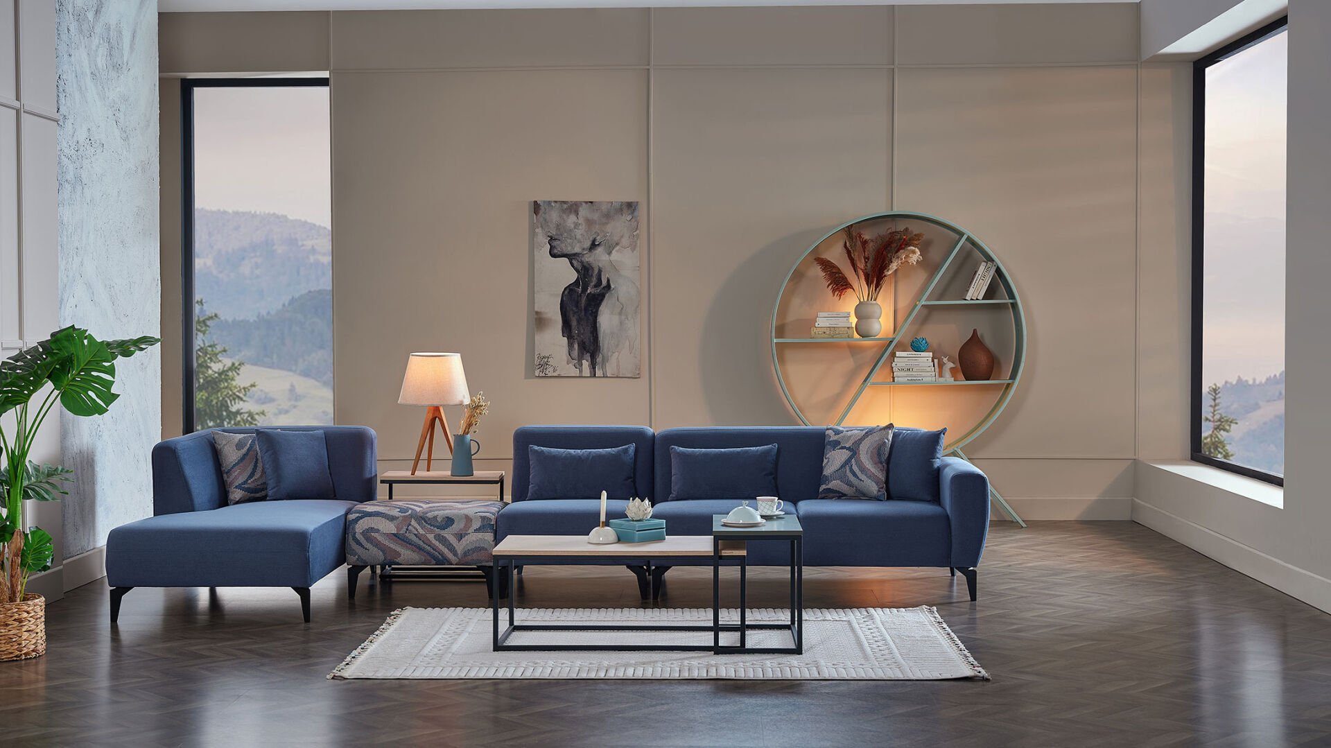 Orleon Köşe L Sağ - Lacivert - Siyah Renk Ayak