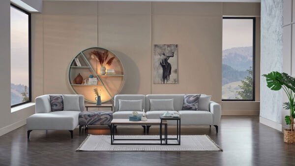 Orleon Köşe L Sağ - Gri - Siyah Renk Ayak