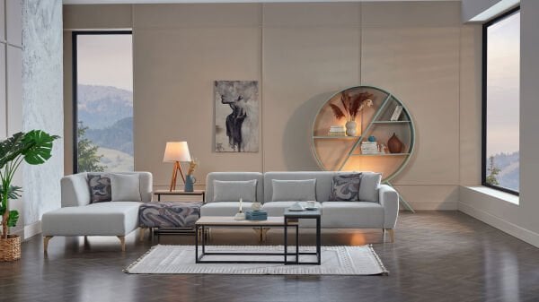 Orleon Köşe L Sağ - Gri - Meşe Renk Ayak