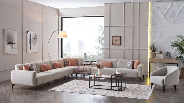 Orleon Köşe Takımı Modüler - Vizon - Siyah Ayak