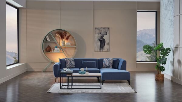 Orleon Köşe Uzanmalı Sol - Lacivert - Siyah Renk Ayak