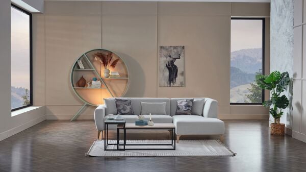 Orleon Köşe Uzanmalı Sol - Gri- Meşe Renk Ayak