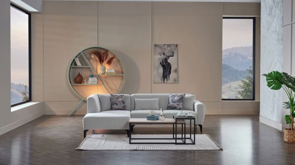 Orleon Köşe Uzanmalı Sağ - Gri - Siyah Renk Ayak