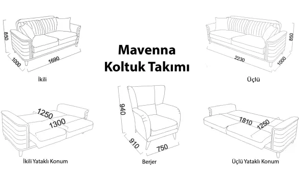 Mavenna Koltuk Takımı (3+3+B+B)