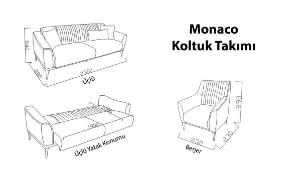 Monaco Koltuk Takımı (3+3+B+B)