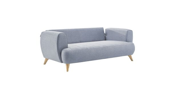 Mona İkili Koltuk - Mavi - Meşe Renk Ayak