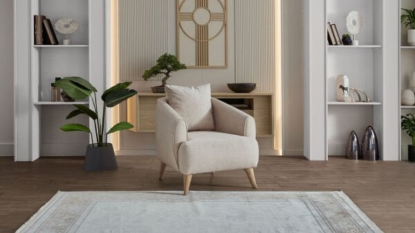 Mona Berjer - Krem - Meşe Renk Ayak