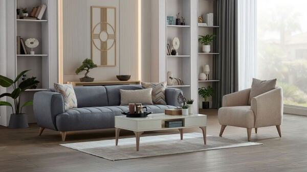 Mona Berjer - Krem - Meşe Renk Ayak