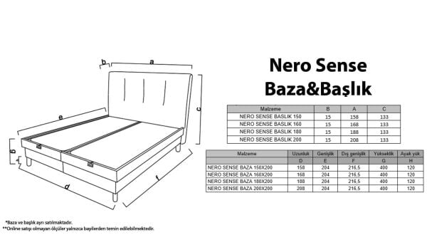 Nero Sense Yüksek Ayaklı Baza 180X200
