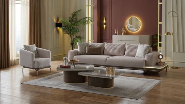 Estella Dörtlü Sol Koltuk - Krem