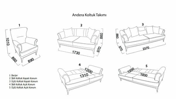 Andera Üçlü Koltuk Vizon