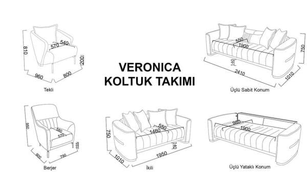 Veronica İkili Koltuk Krem