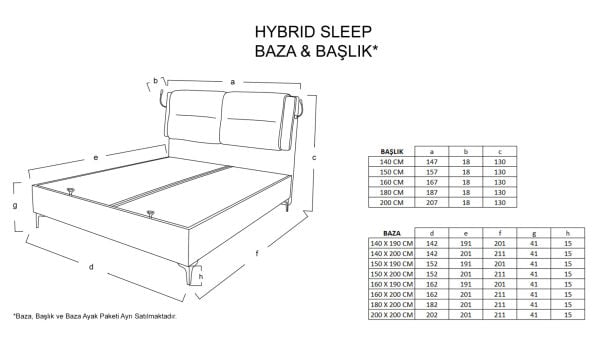 Hybrid Sleep Baza Başlık 3'lü Set - Vizon 160X200