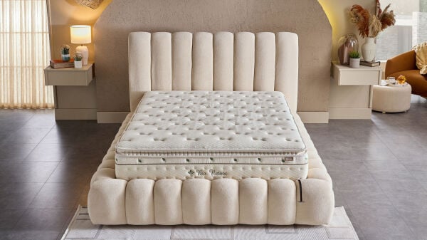 Bio Natura Yatak Karyola Başlık 3'lü Set - Bej