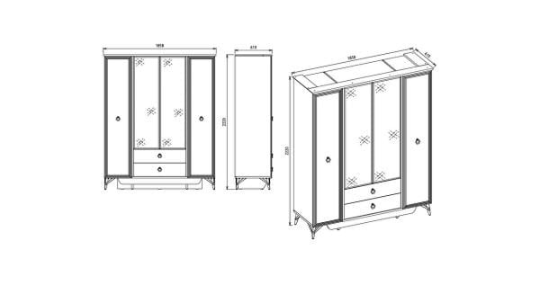 Valencia 4 Kapaklı Gardırop