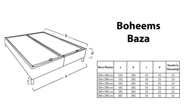 Boheems Yatak Baza Başlık 3'lü Set