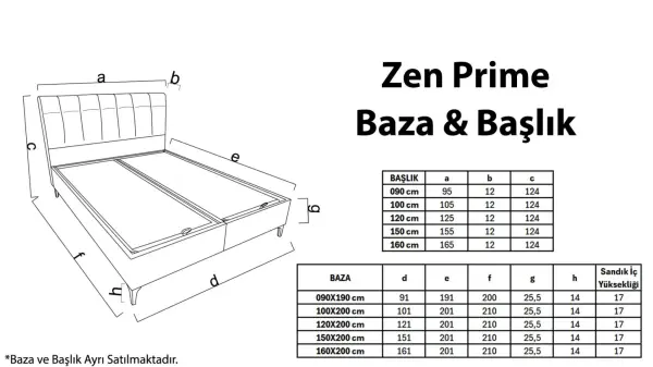 Zen Prime Yatak Baza Başlık 3'lü Set