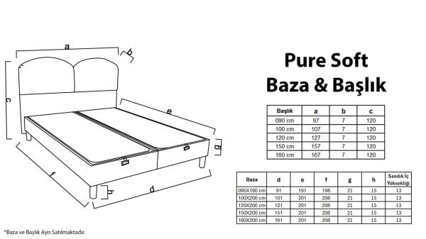 Pure Soft Yatak Baza Başlık 3'lü Set