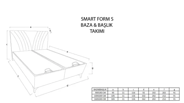 Smart Form Yatak Baza Başlık 3'lü Set - Kumaş - Koyu Gri