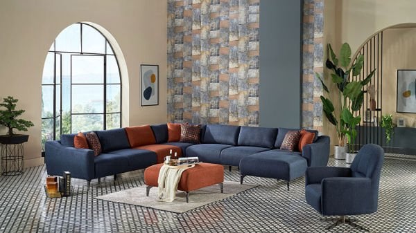 Sanvela Köşe Takımı Modüler - Lacivert - Füme Ayak