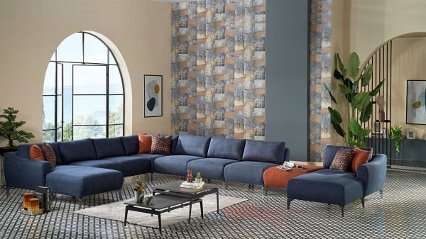 Sanvela Köşe Takımı Modüler - Lacivert - Füme Renk Ayak