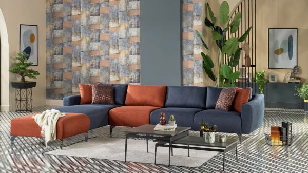 Sanvela Köşe Takımı Modüler - Lacivert - Füme Renk Ayak