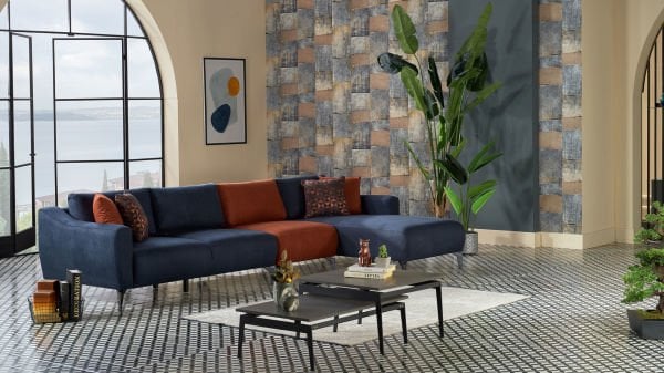Sanvela Köşe Takımı Modüler - Lacivert - Füme Ayak
