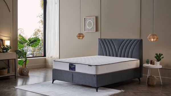 Smart Form Yatak Baza Başlık 3'lü Set - Kumaş - Koyu Gri