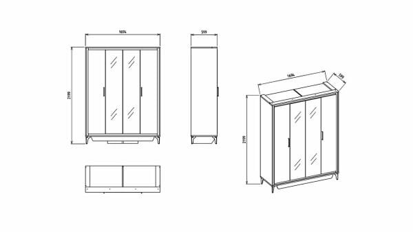 Monaco 4 Kapaklı Gardırop