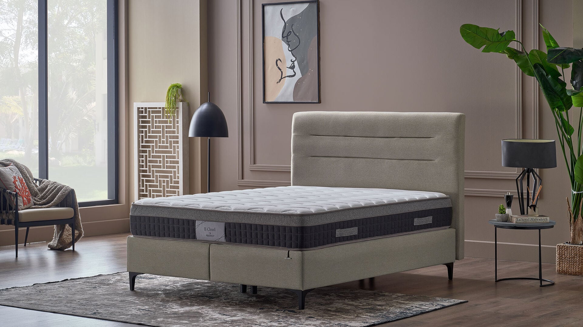 BCloud Yatak Baza Başlık 3'lü Set - Krem