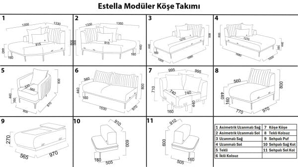 Estella Köşe Kolsuz İkili - Krem