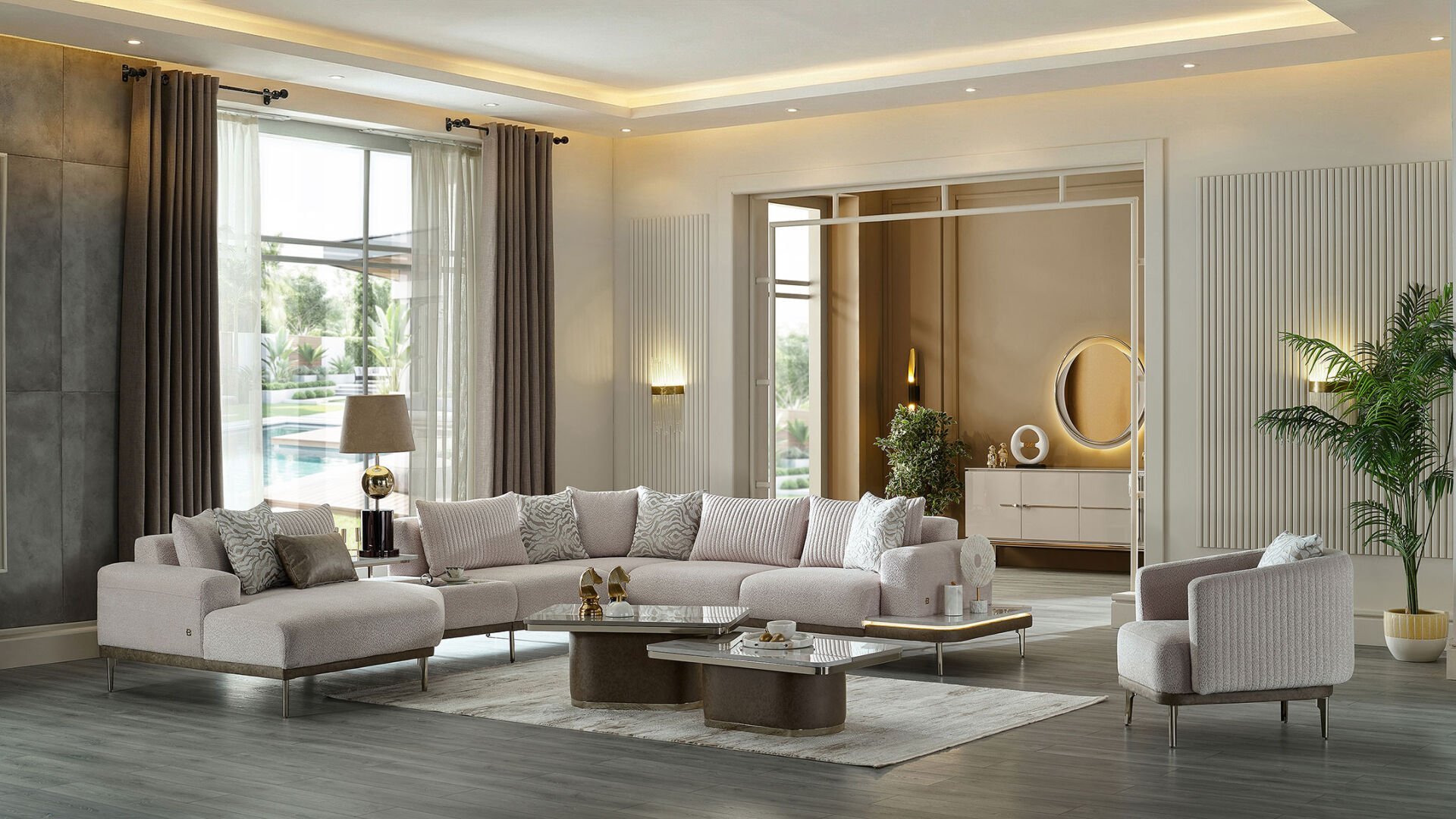 Estella Köşe Takımı Modüler - Krem