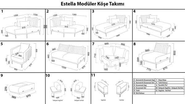 Estella Köşe Takımı Modüler - Krem