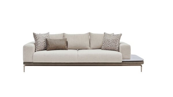 Estella Üçlü Sol Koltuk - Krem - Light Gold Ayak